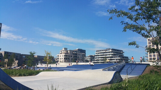 Street section of skatepark in Zeeburgereiland, Amsterdam