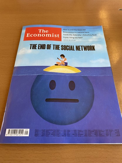 Titelblatt The Economist mit Titel: the end of the social network