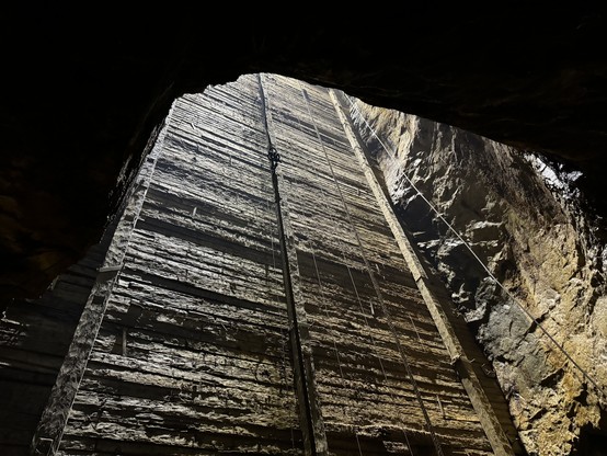 Ancient elevator shaft in a mine
